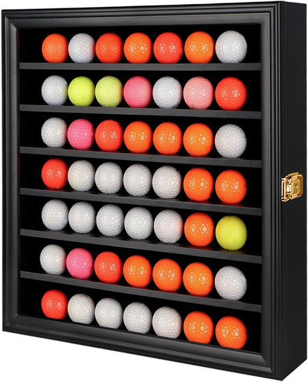 Golf Ball Display Case Lockable - Golf Ball Holder Gift for Golf Enthusiasts - Golf Ball Display Rack Cabinet for Wall Mount with 98% UV Protection Acrylic Glass Door